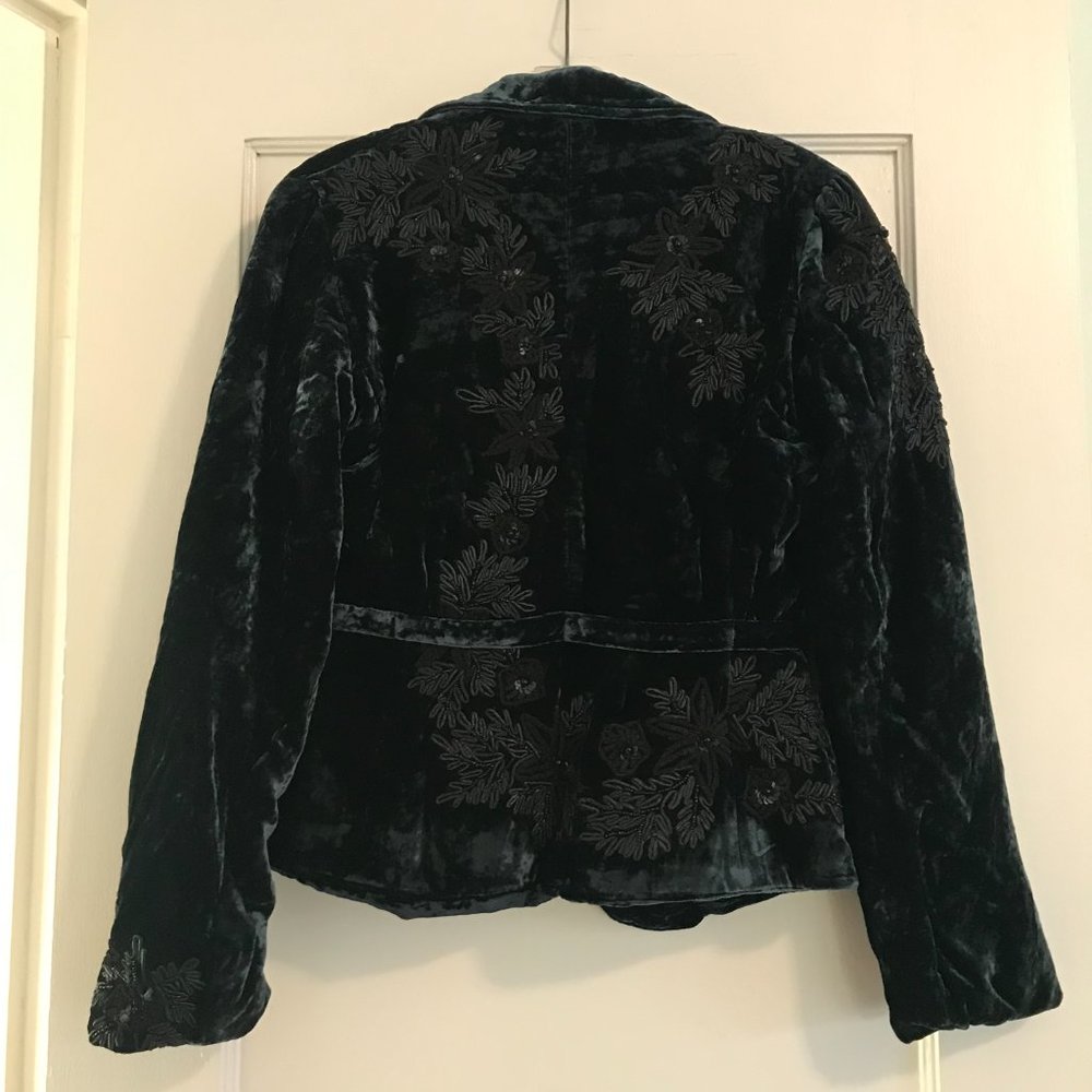 Sana | Blue Embroidered Velvet Jacket - Picture 2 of 8